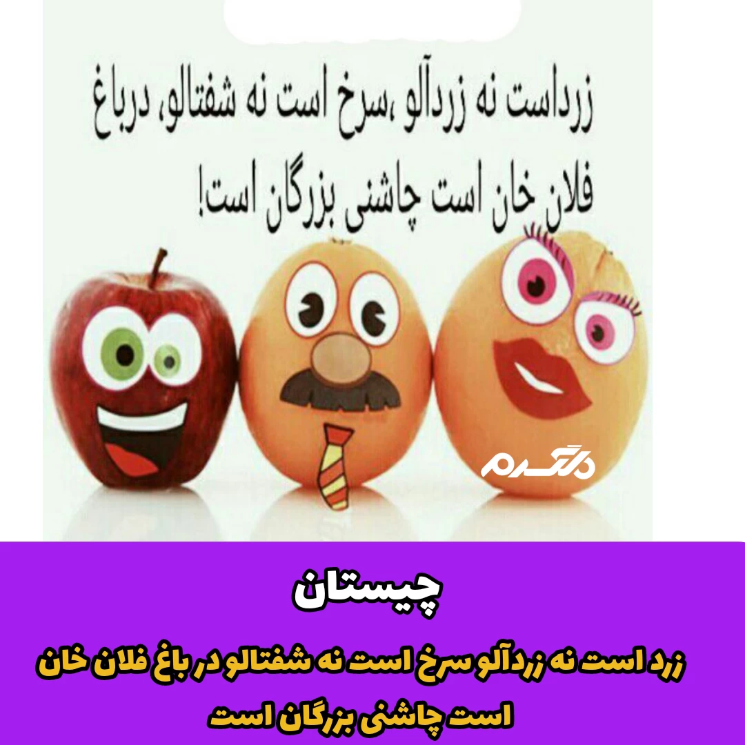 چیستان / زرد است نه زردآلو سرخ است نه شفتالو در باغ فلان خان است چاشنی بزرگان است