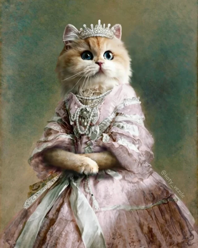 جایگزین کردن عجیب سر گربه ها در تابلوهای نقاشی قدیمی
