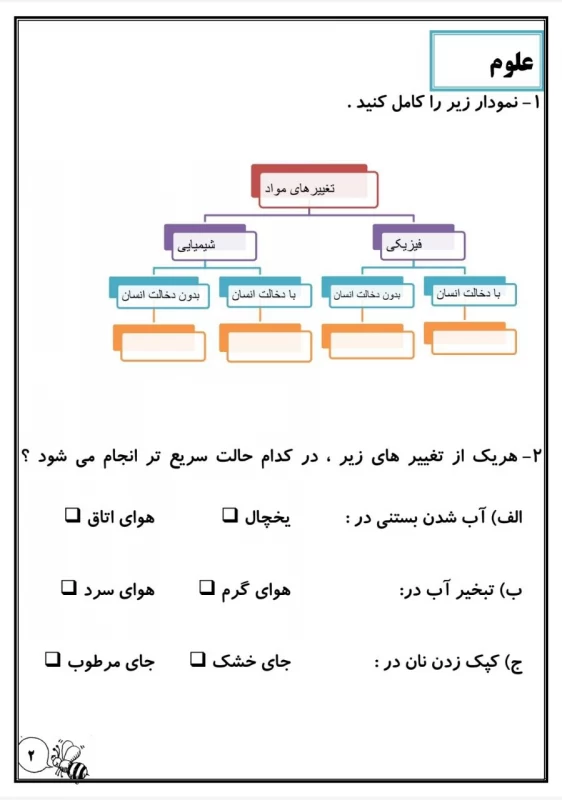 سوالات هفته ۱ آبان پایه پنجم دبستان