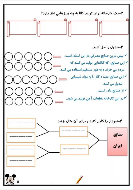سوالات هفته ۳ آذر پایه پنجم دبستان