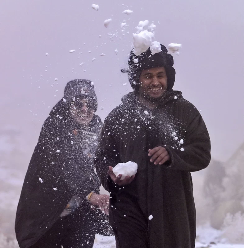 بارش شدید برف در عربستان