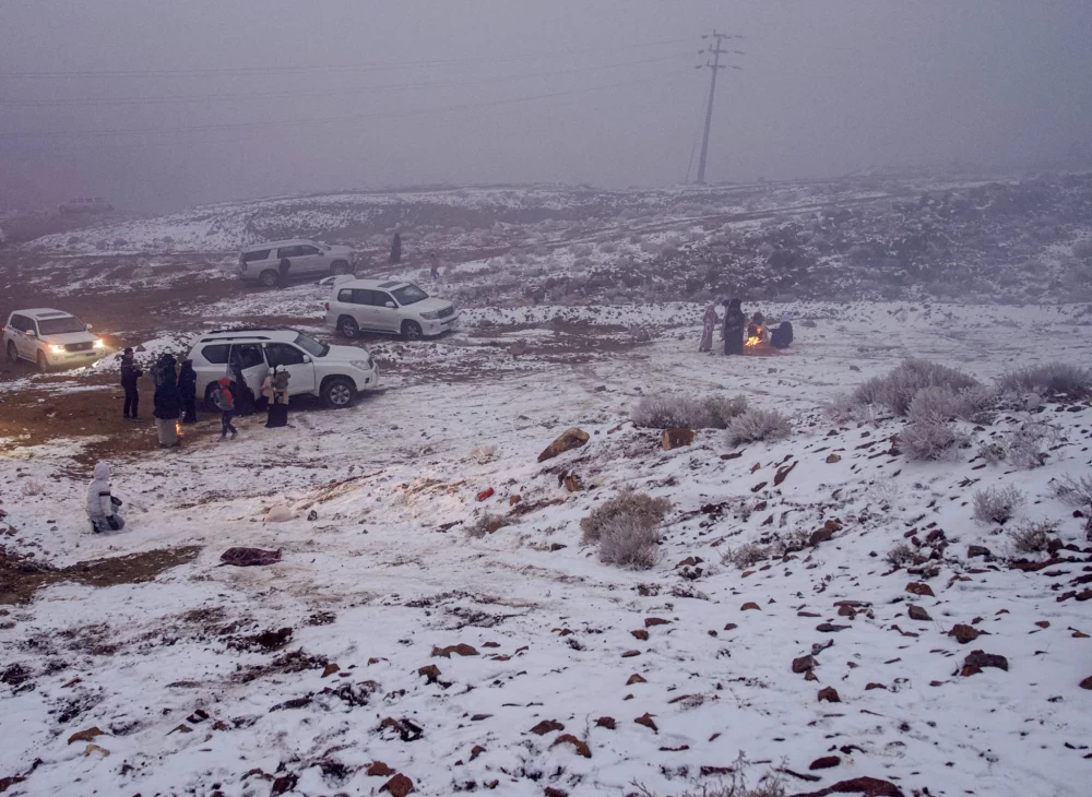 بارش شدید برف در عربستان