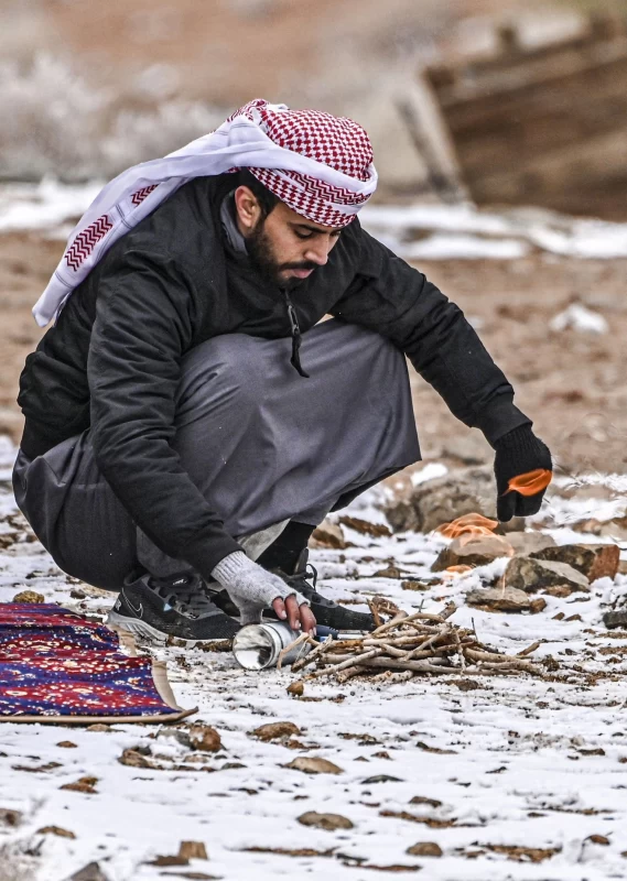 بارش شدید برف در عربستان