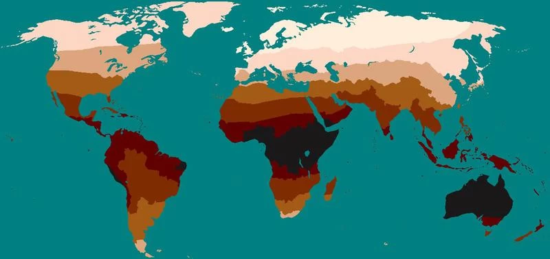 نقشه رنگ پوست مردم جهان