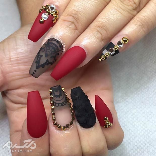 طرح جذاب ناخن با لاک قرمز