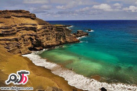 ساحل سبز رنگ زیبا در هاوایی