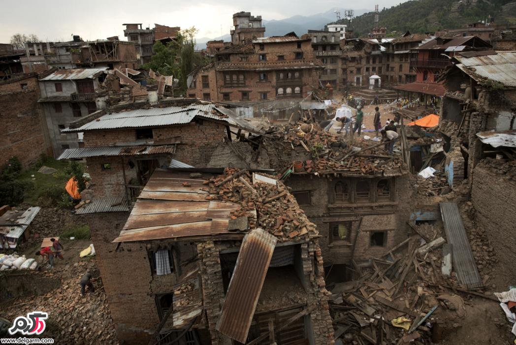 تصویری از خانه های تخریب شده در نپال پس از زلزله 7.8 ریشتری