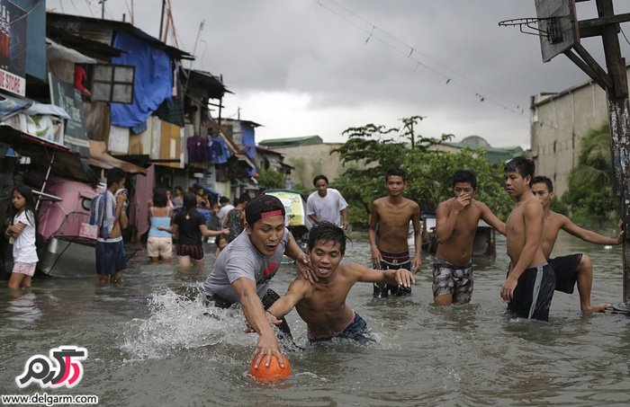  بسکتبال در آبهای جمع شده توسط سیل و طوفان در فیلیپی