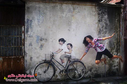 تصاویری از نقاشی دیواری هنرمندانه از هنرمندی در مالزی 