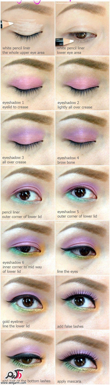 آموزش آرایش چشم ترکیبی رنگین کمان