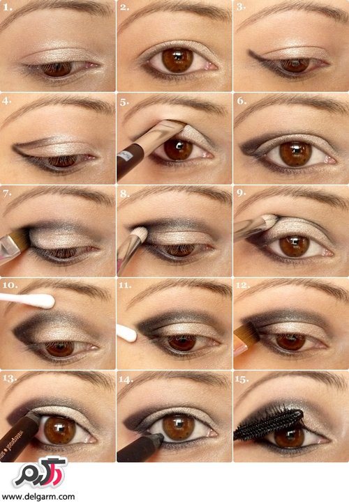 آموزش تصویری آرایش چشم های قهوه ای