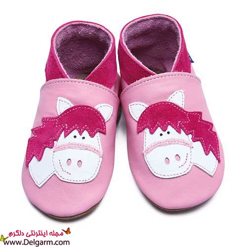 کفش بچه گانه صورتی چرم
