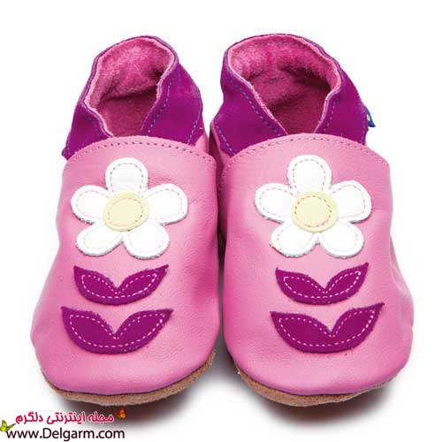 کفش بچه گانه صورتی چرم