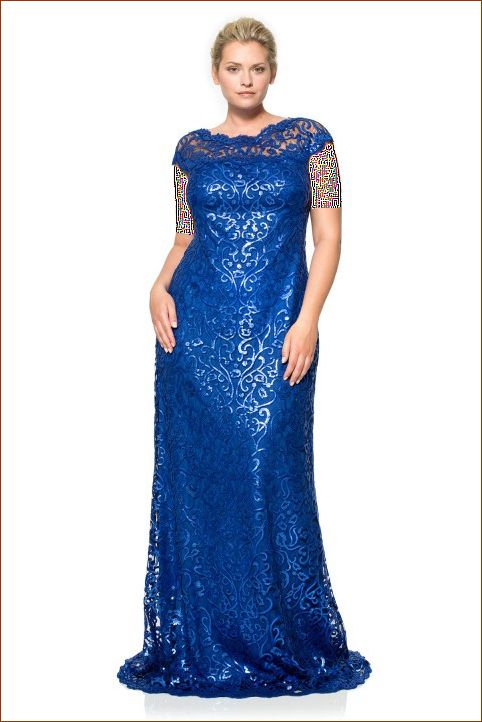 مدل لباس مجلسی با گیپور برای خانم های چاق