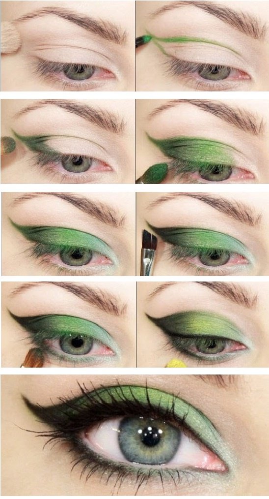 آموزش تصویری آرایش چشم به رنگ سبز