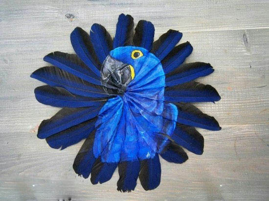 نقاشی جالب و دیدنی روی پَر پرندگان
