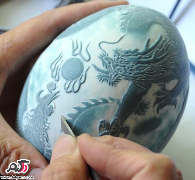 نقاشی و حکاکی های زیبا روی تخم شتر مرغ