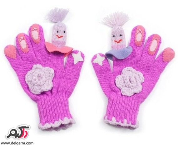دستکش زمستانی بچگانه مدل عروسکی+پاپوش بافت