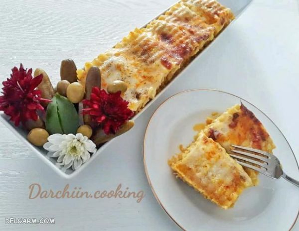 تزیین غذا لازانیا