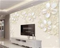 قیمت کاغذ دیواری سه بعدی گل های زیبای سفید