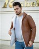 قیمت هودی چرم لبه خز مردانه مدل Noyan (قهوه ای)