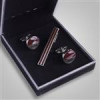 قیمت دکمه سردست و گیره کراوات زرشکی طرح گرد کد 7449