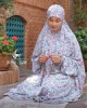 قیمت چادر نماز آستین‌دار نخ کودری طرح گل ریز آبی
