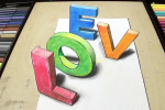 ویدیو آموزش کشیدن نقاشی سه بعدی کلمه love (دوستت دارم)