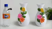 این گلدان که شبیه گلدان گل سرامیکی است را با بطری پلاستیکی درست کنید !