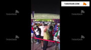 رقص طرفداران آمریکا و ایران پیش از بازی