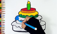 کلیپ آموزش نقاشی کودکانه کیک تولد