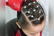 بافت مو بچه ۱۴۰۱ با استفاده از کش چهل گیس و گیره های مخصوص بافت