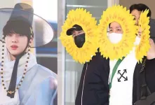 لباس های مسخره ای که گروه BTS در فرودگاه پوشیدند!