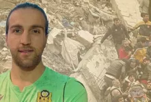 جسد بی جان دروازه بان ۲۸ ساله ترکیه از زیر آوار بیرون آمد!
