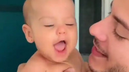 ویدیو دیدنی از لحظات زیبای پدر و بچه بامزه