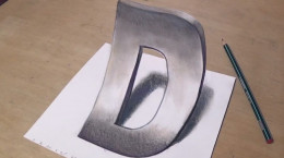 آموزش ویدیویی نقاشی سه بعدی حرف D
