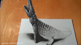 ویدیو آموزش گام به گام کشیدن نقاشی سه بعدی تمساح