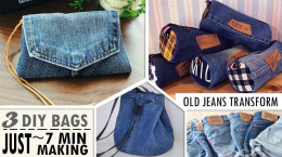 آموزش ساخت کیف کولی و کیف آرایشی با پارچه جین قدیمی