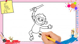 آموزش نقاشی به کودکان | این قسمت نقاشی میمون