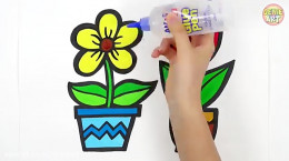 آموزش نقاشی به کودکان | این قسمت نقاشی گل با گلدان