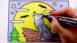 آموزش نقاشی به کودکان | این قسمت دو نقاشی گرگ و خفاش