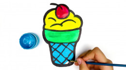 آموزش نقاشی به کودکان | این قسمت نقاشی بستنی میوه ای