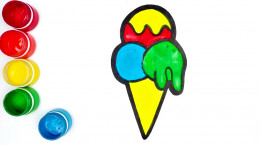 آموزش نقاشی به کودکان | این قسمت نقاشی بستنی قیفی میوه ای