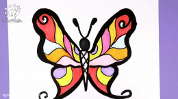 آموزش نقاشی به کودکان | این قسمت نقاشی پروانه زیبا و رنگارنگ