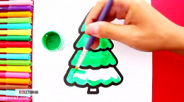 آموزش نقاشی به کودکان | این قسمت نقاشی درخت کریسمس اکریلی