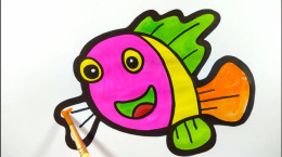 آموزش نقاشی به کودکان | این قسمت نقاشی ماهی رنگی و خوشگل