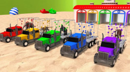 انیمیشن آموزش اعداد و حیوانات با ماشین های رنگی برای پسر بچه ها