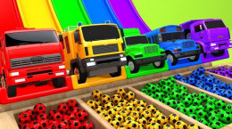 انیمیشن ماشین ها و  توپ های رنگی رنگی برای کودکان