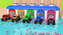انیمیشن کامیون های رنگی و توپ‌های جادویی برای آموزش به کودکان