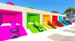 آموزش رنگ ها با انیمیشن کامیون های میکسر برای بچه ها